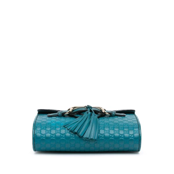 Pre-owned Gucci Mini Microguccissima Emily Crossbody Blue