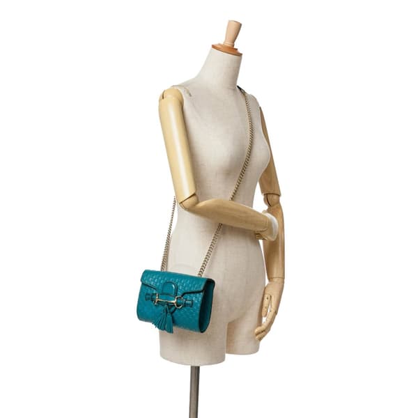 Pre-owned Gucci Mini Microguccissima Emily Crossbody Blue