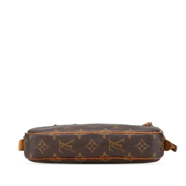 Pre-owned Louis Vuitton Monogram Pochette Marly Bandouliere Brown