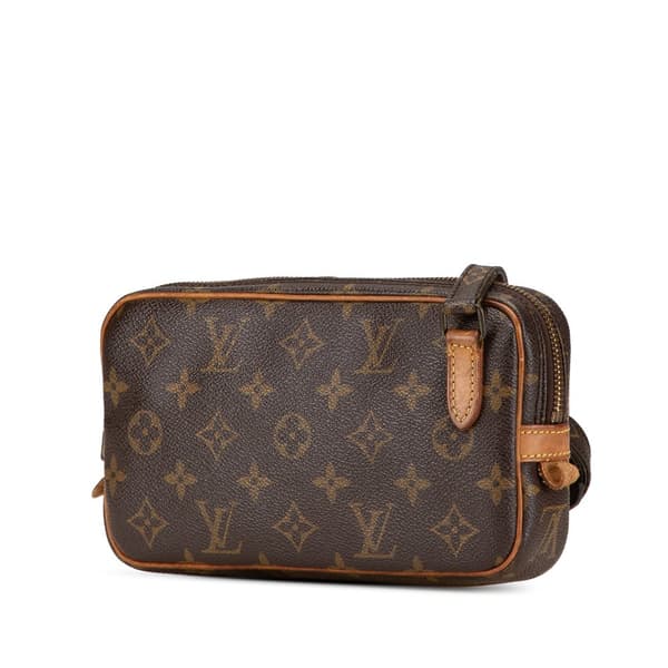 Pre-owned Louis Vuitton Monogram Pochette Marly Bandouliere Brown