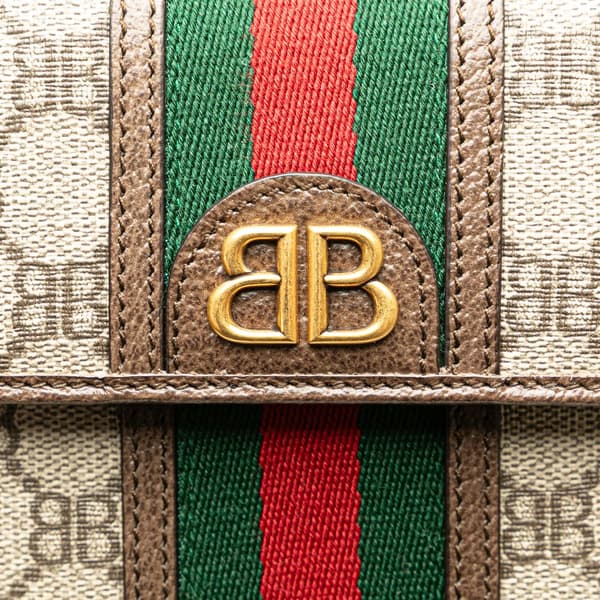 Pre-owned Gucci Hacker Project Balenciaga BB Supreme Ophidia Phone Case Crossbody Brown