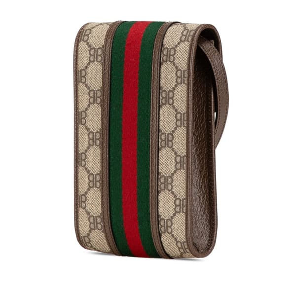 Pre-owned Gucci Hacker Project Balenciaga BB Supreme Ophidia Phone Case Crossbody Brown