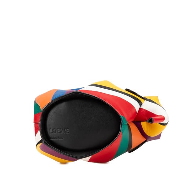 Pre-owned LOEWE Mini Leather Striped Elephant Crossbody Red