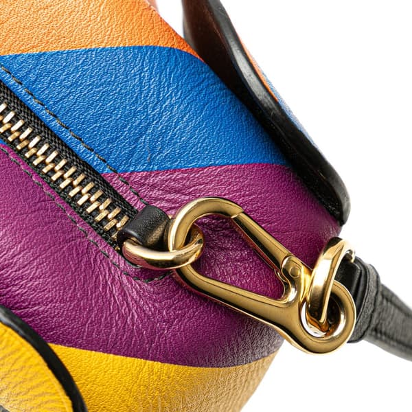Pre-owned LOEWE Mini Leather Striped Elephant Crossbody Red