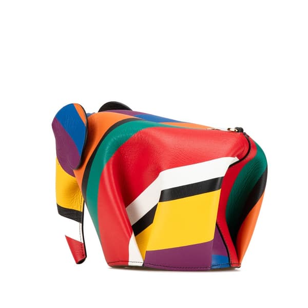 Pre-owned LOEWE Mini Leather Striped Elephant Crossbody Red