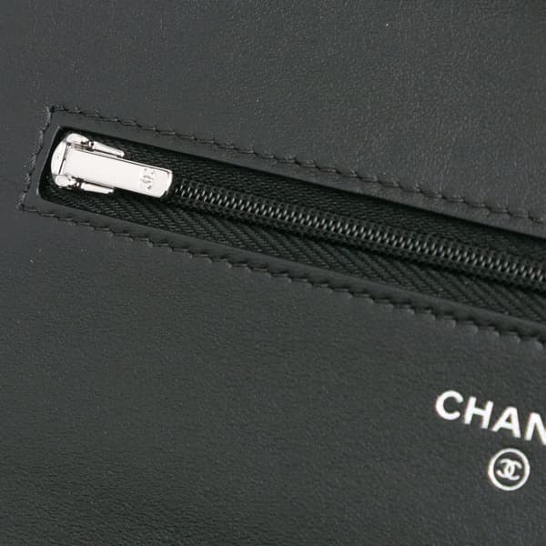 Pre-owned Chanel Quilted Suede Cocostellar Wallet on Chain Black