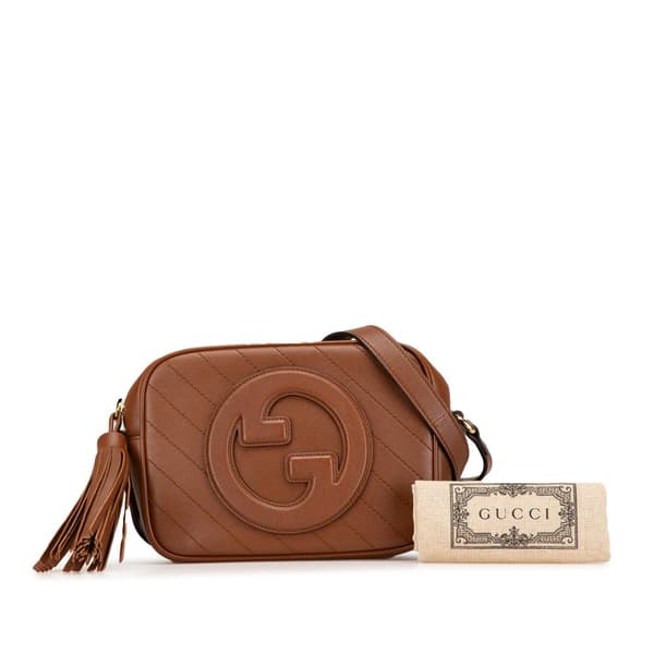 Pre-owned Gucci Small Leather Blondie Crossbody Brown