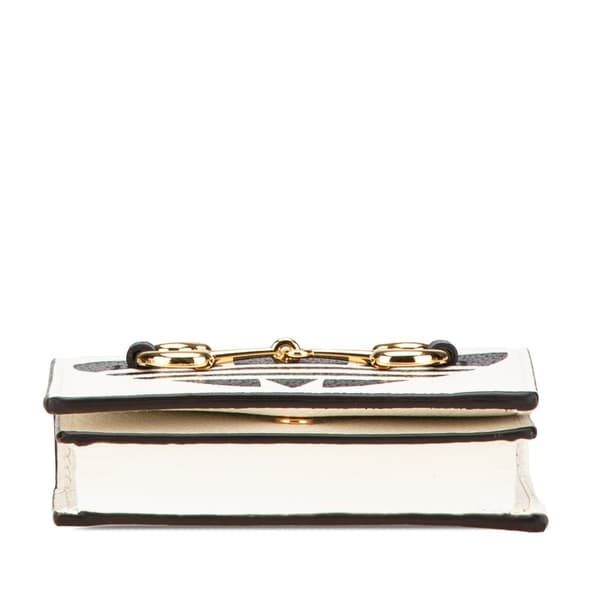 Pre-owned Gucci Adidas Leather Horsebit Wallet on Strap White