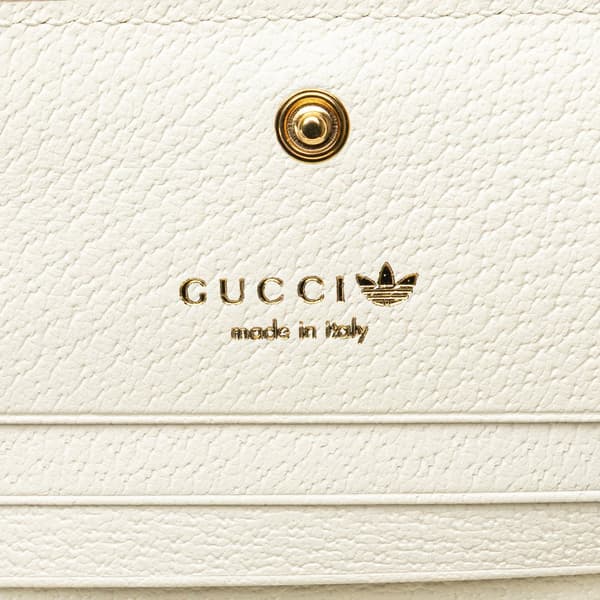 Pre-owned Gucci Adidas Leather Horsebit Wallet on Strap White