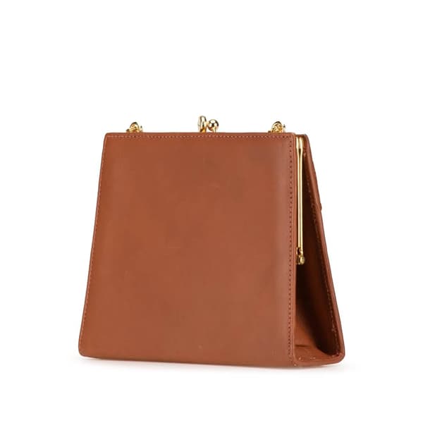 Pre-owned Ferragamo Vara Leather Chain Crossbody Brown