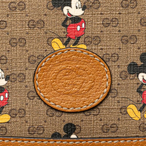 Pre-owned Gucci x Disney Micro GG Supreme Mickey Mouse Flap Crossbody Brown