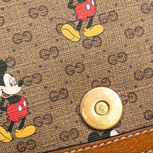 Pre-owned Gucci x Disney Micro GG Supreme Mickey Mouse Flap Crossbody Brown