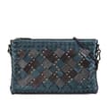 Pikkukuva 1 / 10: Pre-owned Bottega Veneta Nappa Intrecciato Studded Biletto Chain Crossbody Blue