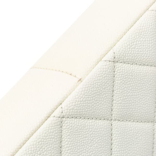 Pre-owned Chanel Small Quilted Caviar Chain Melody Flap White