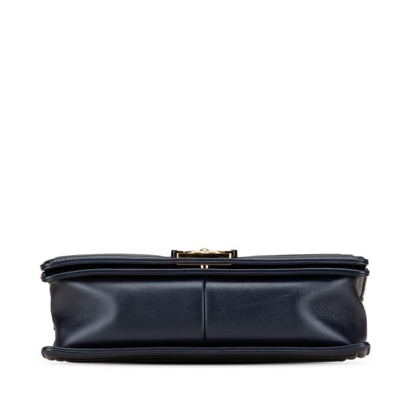 Pre-owned Chanel Medium Lambskin Embossed Cube Boy Flap Blue