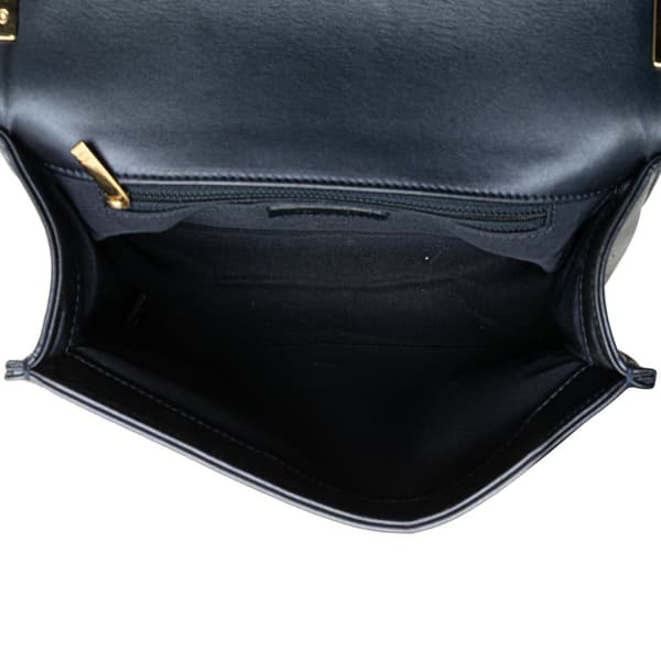 Pre-owned Chanel Medium Lambskin Embossed Cube Boy Flap Blue