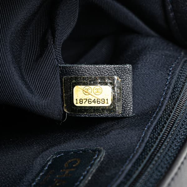 Pre-owned Chanel Medium Lambskin Embossed Cube Boy Flap Blue