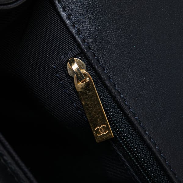 Pre-owned Chanel Medium Lambskin Embossed Cube Boy Flap Blue