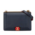 Miniatyrbilde 1 av 10: Pre-owned Chanel Medium Lambskin Embossed Cube Boy Flap Blue