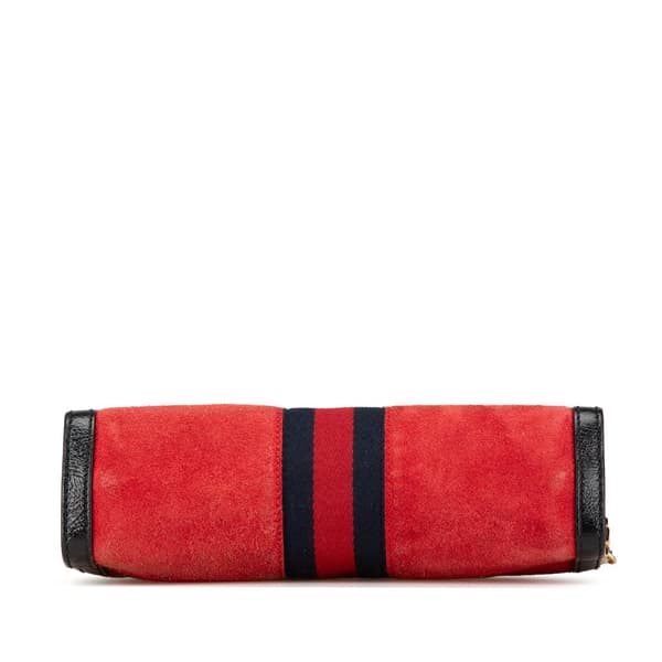 Pre-owned Gucci Small Suede Ophidia Chain Crossbody Red