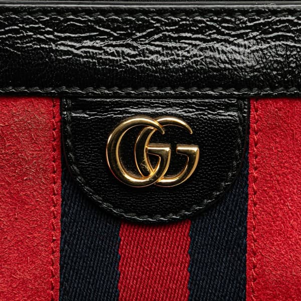 Pre-owned Gucci Small Suede Ophidia Chain Crossbody Red