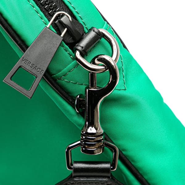 Pre-owned Versace Medusa Nylon Palazzo Crossbody Green