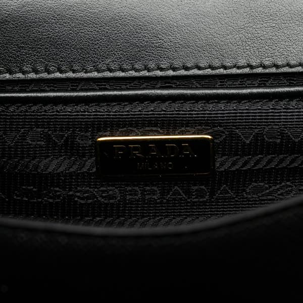 Pre-owned Prada Saffiano Lux Chain Crossbody Black