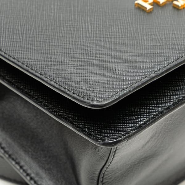 Pre-owned Prada Saffiano Lux Chain Crossbody Black