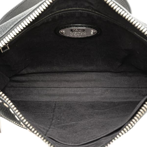 Pre-owned Fendi Selleria Leather Convertible Document Holder Crossbody Black