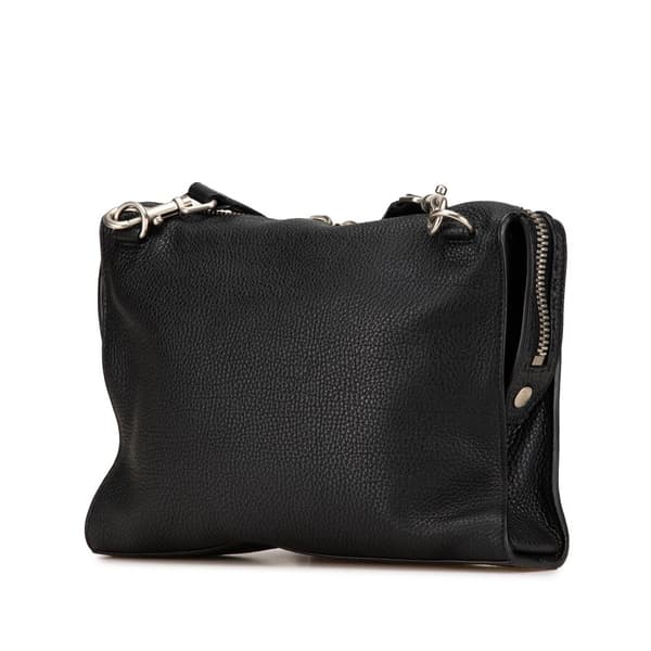 Pre-owned Fendi Selleria Leather Convertible Document Holder Crossbody Black