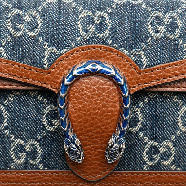 Pre-owned Gucci Super Mini GG Denim Dionysus Crossbody Blue