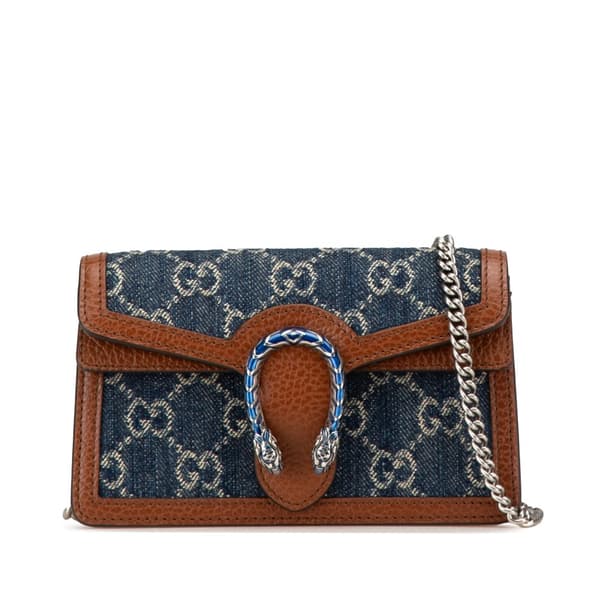 Pre-owned Gucci Super Mini GG Denim Dionysus Crossbody Blue