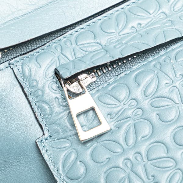 Pre-owned LOEWE Leather Repeat Anagram Double T Pouch Blue