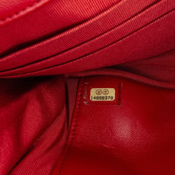 Pre-owned Chanel Classic Lambskin Wallet on Chain Red
