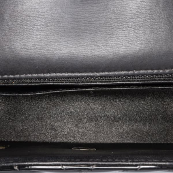 Pre-owned Chanel Mini Rectangular Classic Chevron Patent Single Flap Black