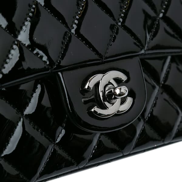 Pre-owned Chanel Mini Rectangular Classic Patent Single Flap Black