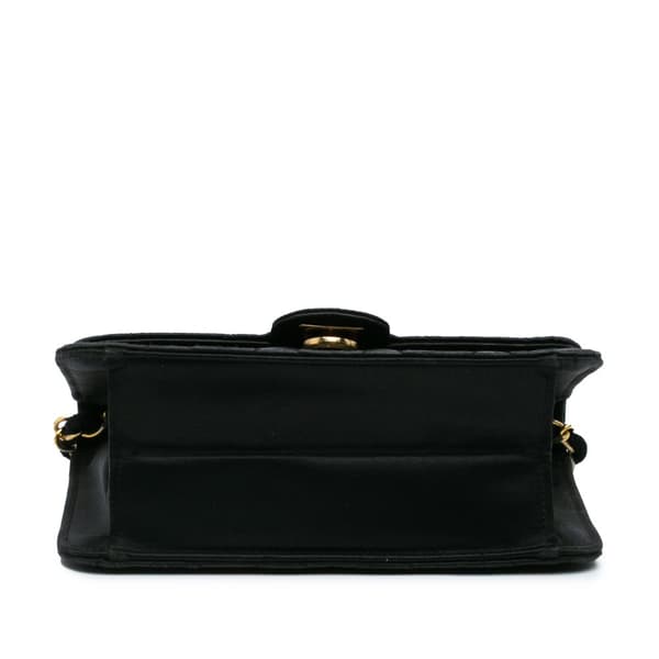 Pre-owned Chanel Mini Square Classic Satin Single Flap Black