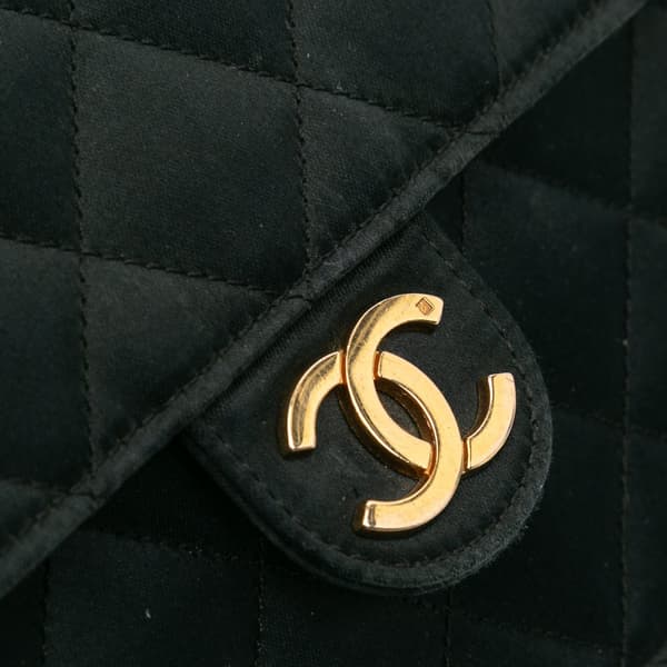 Pre-owned Chanel Mini Square Classic Satin Single Flap Black