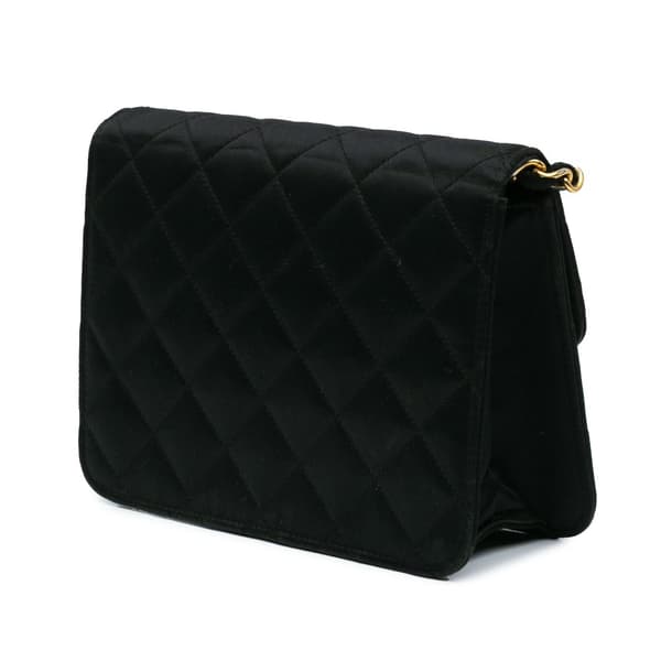 Pre-owned Chanel Mini Square Classic Satin Single Flap Black