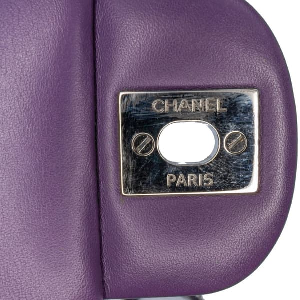 Pre-owned Chanel Mini Square Classic Patent Single Flap Purple
