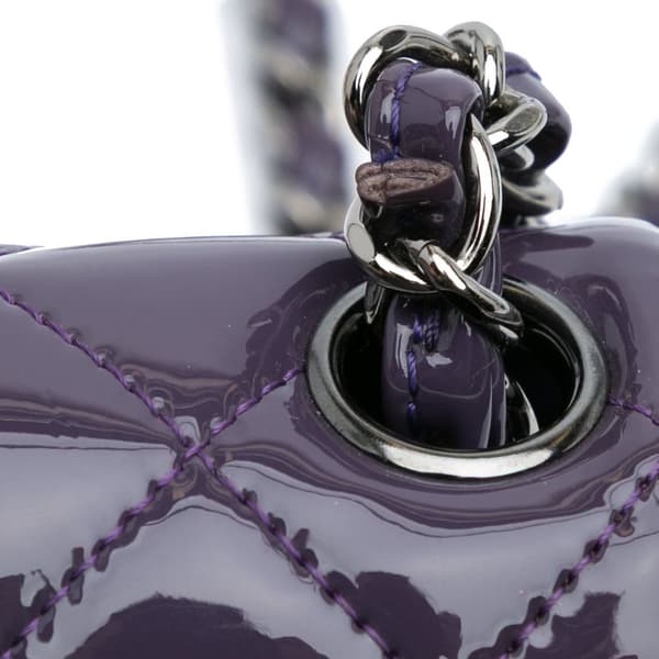 Pre-owned Chanel Mini Square Classic Patent Single Flap Purple