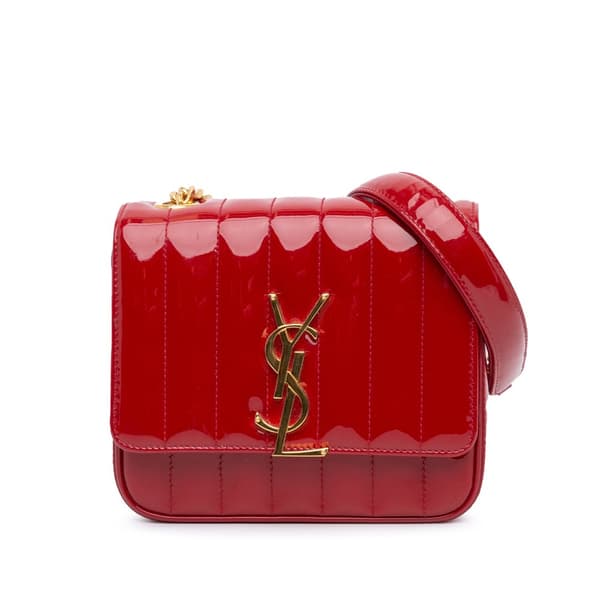 Pre-owned Saint Laurent Small Patent Vicky Crossbody Red