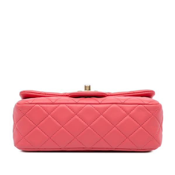 Pre-owned Chanel Mini Rectangular Classic Lambskin Pearl Crush Single Flap Pink