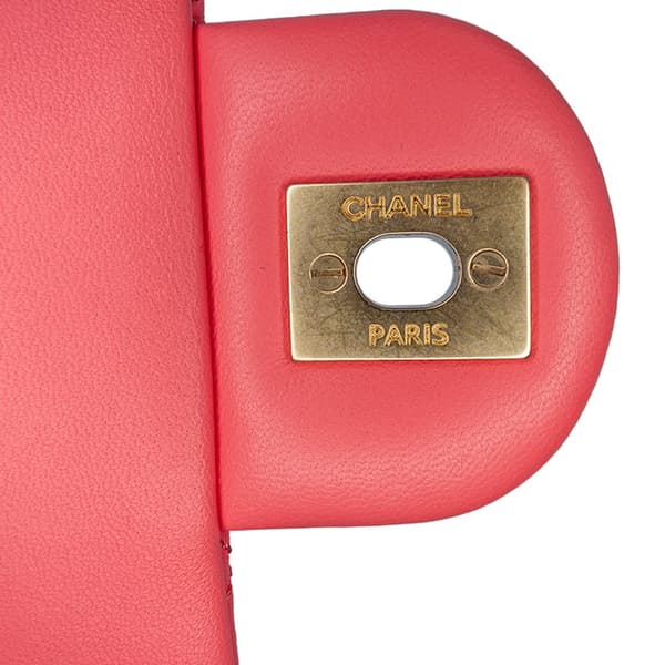 Pre-owned Chanel Mini Rectangular Classic Lambskin Pearl Crush Single Flap Pink