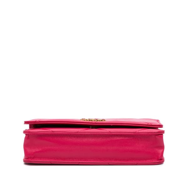 Pre-owned Chanel Quilted Lambskin 19 Wallet on Chain Pink