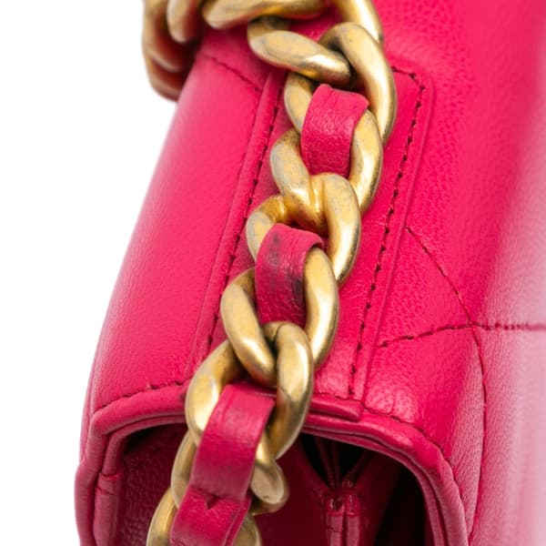 Pre-owned Chanel Quilted Lambskin 19 Wallet on Chain Pink