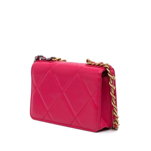 Pre-owned Chanel Quilted Lambskin 19 Wallet on Chain Pink