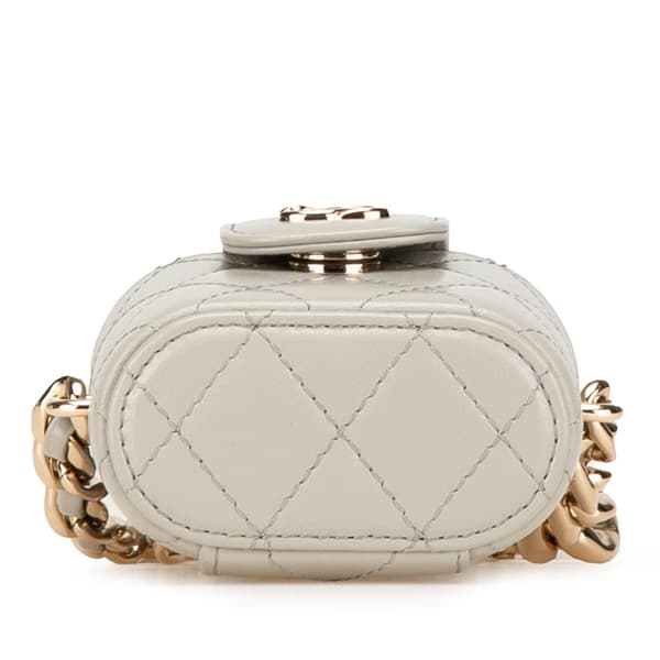 Pre-owned Chanel Mini Lambskin Elegant Chain Vanity Case Gray