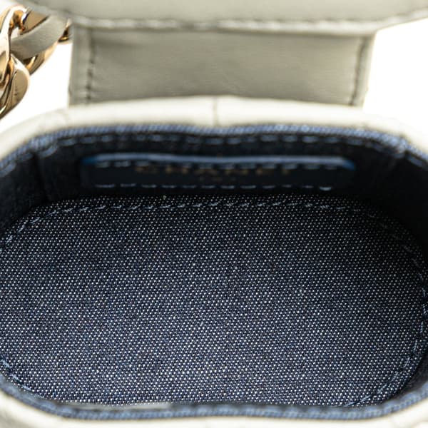 Pre-owned Chanel Mini Lambskin Elegant Chain Vanity Case Gray