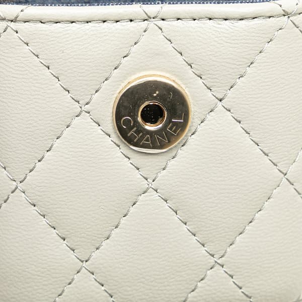 Pre-owned Chanel Mini Lambskin Elegant Chain Vanity Case Gray